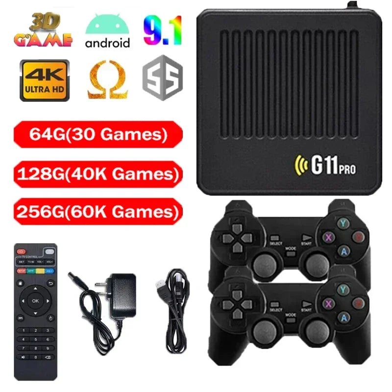 Video Game Console G11 Pro Built-in 60000 Game 4K HD 2.4G 256GB Wireless Controller Emuelec4.3 S905X2 Dual System Family Gamebox
