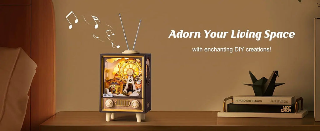 Robotime Rolife Music Box Sunset Carnival with Light 3D Wooden Puzzle  Kits Toys for Children Kids Birthday Gifts AMT01