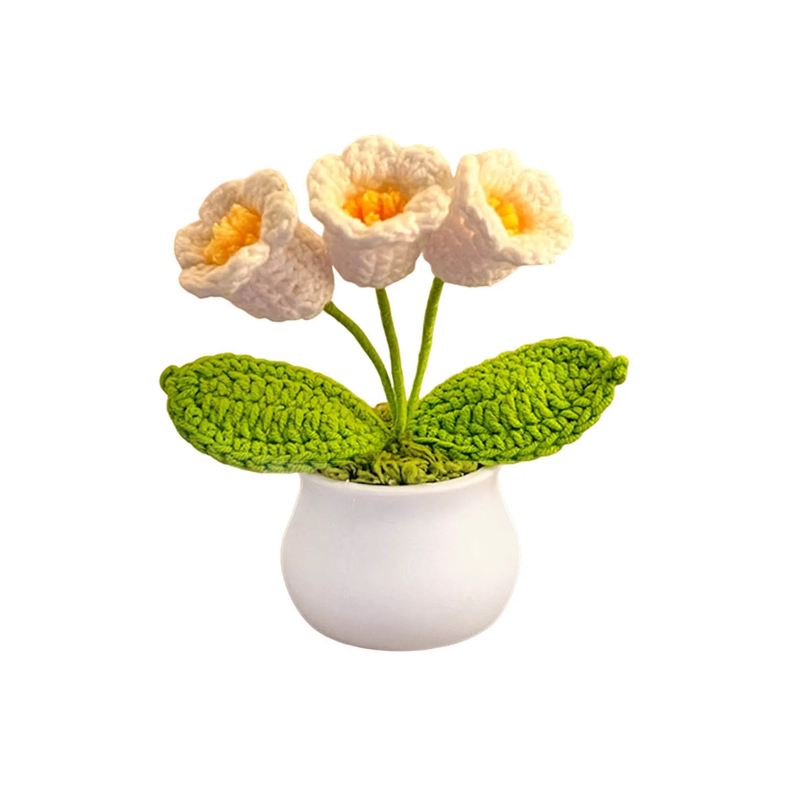 Handmade Crochet Sunflower Bouquet Car Interior Decor Knitting Potted Flower Creative Craft Birthday Gift for Women Kids