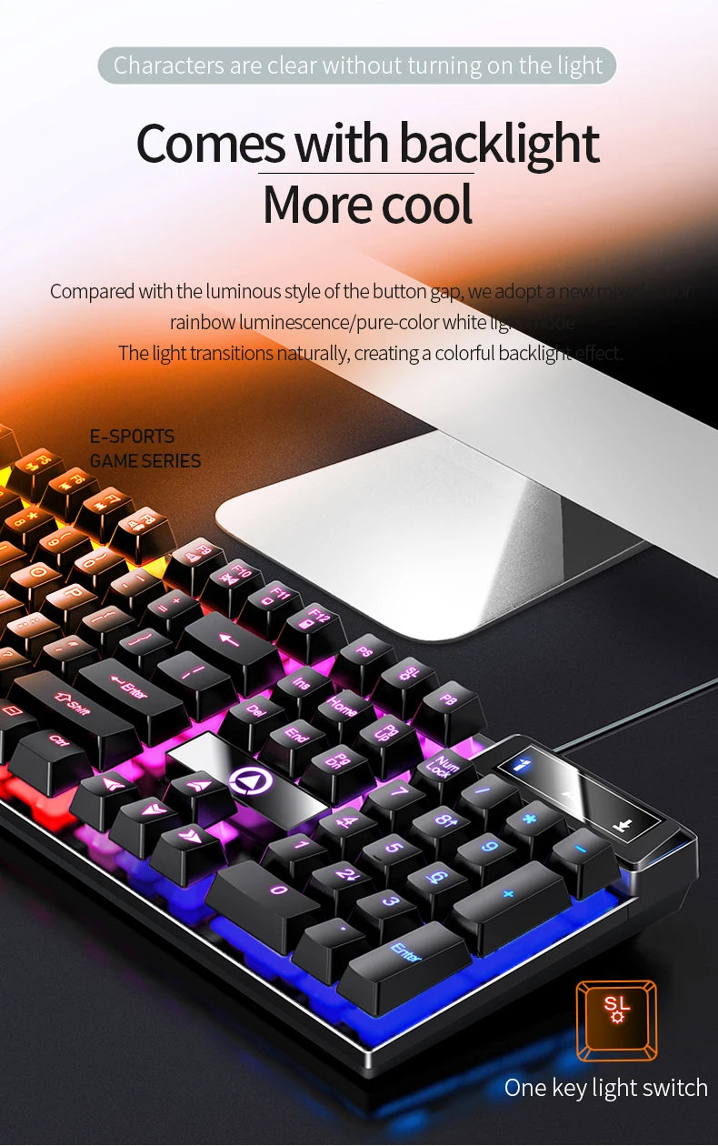 YINDIAO K500 Wired  Keyboard Gaming  Laptop Desktops PC Computer Office Accessories Low Profile Gamer Keyboards With Numpad