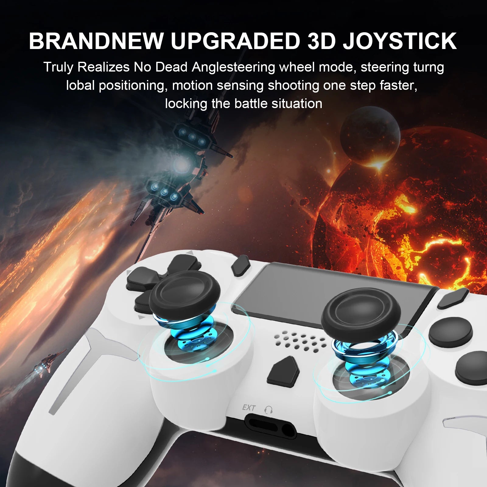 GAMINJA Wireless Gamepad with 6-Axis Gyroscope Dual Vibration Touch Pad - Bluetooth Controller for PS4 PS3 Console And PC