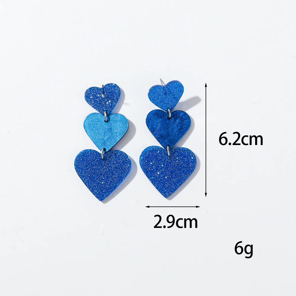 New Glitter Love Heart Acrylic Splicing Earrings Women Sweet Statement Peach Drop Earring Romantic Jewelry Valentine's Day Gifts