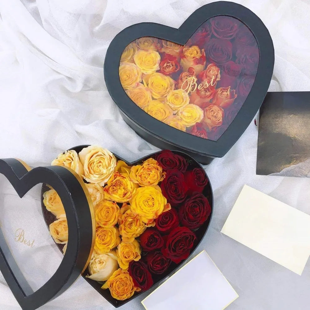 1PC Heart Shaped Flower Box Transparent Floral Gift Box With Lid Multifunctional Cookies Package Case Valentine'S Day Gift Box