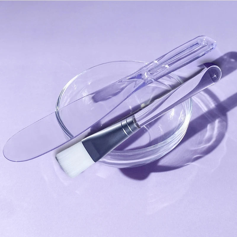 Skin Care DIY Mask Set Clear Rod Mud Mixing Bowl Spoon Set Soft Applicator Brushes for Face Deep Cleaning Portable Beauty Tools