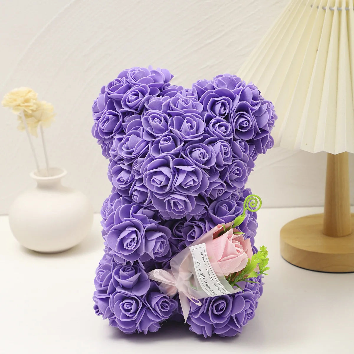Foam rose teddy bear carry bouquet. Ideal for weddings, Mother's Day, thank you to nurses/teachers or other celebrations!