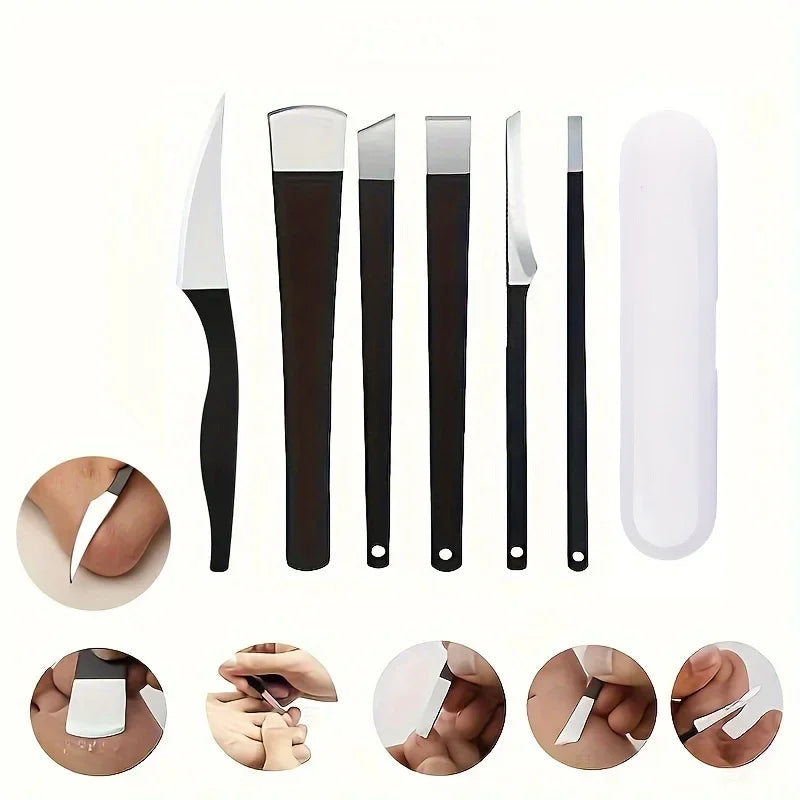 2/6pcs Stainless Steel Foot Care Set, Sharp Exfoliating Knife & Smooth Foot Scraper, Ingrown Toenail Clippers, Dead Skin Remover