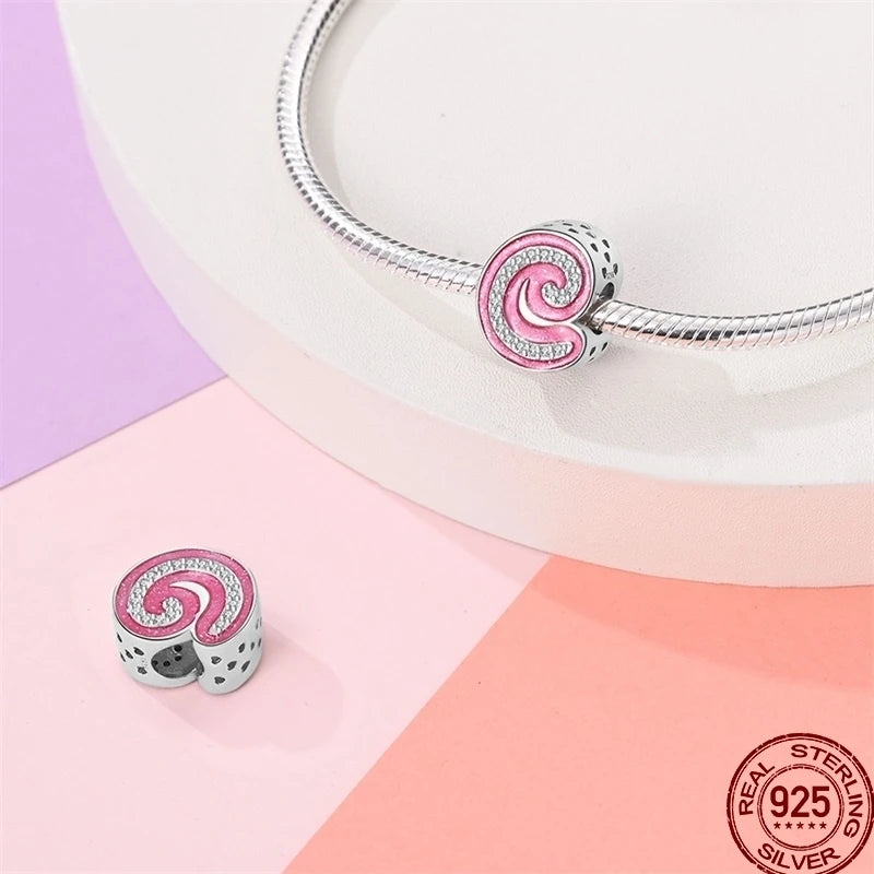 Hot Sale 925 Sterling Silver Pink 26 Letters Valentine's Day Gift Beads Suitable For Pan 925 Original Bracelet Diy Birthday