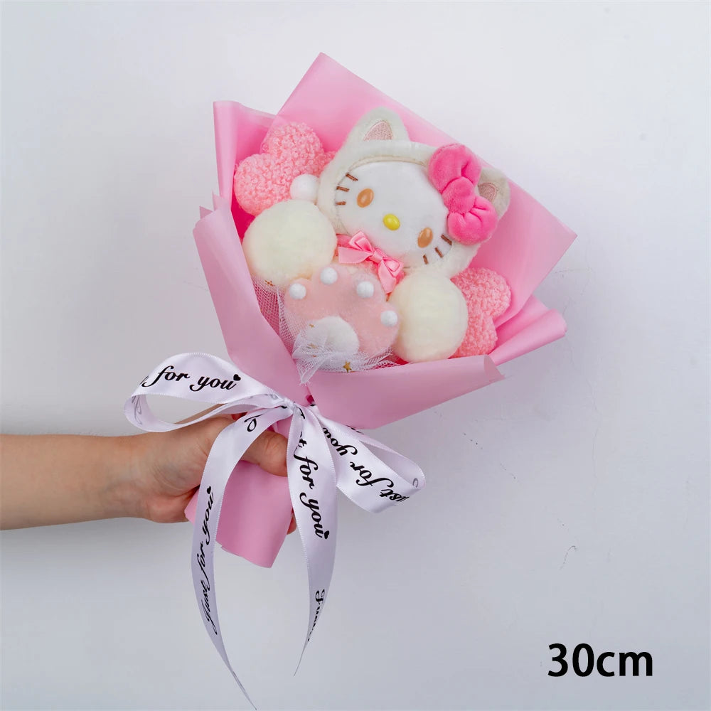 Hello Kitty Plush Doll Bouquet Sanrio Christmas Gifts Cartoon Kt Cat Stuffed Plushies Woman Valentine's Day Birthday Kids Gifts