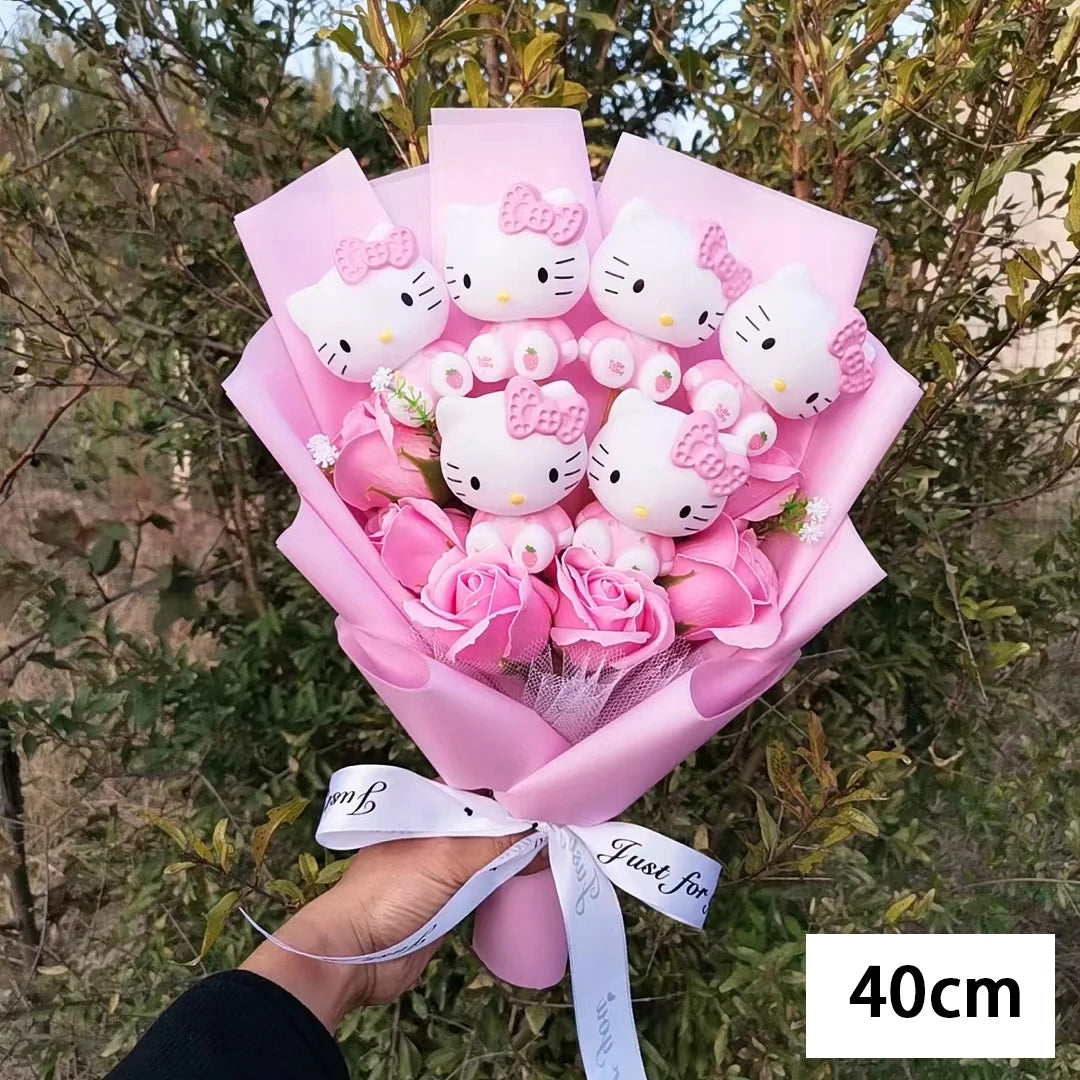 Hello Kitty Plush Doll Bouquet Sanrio Christmas Gifts Cartoon Kt Cat Stuffed Plushies Woman Valentine's Day Birthday Kids Gifts