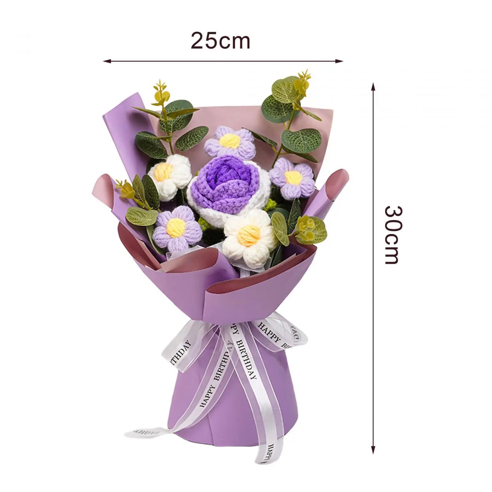 Knitted Flower Finished Home Decoration Crochet Flower Bouquet for Teacher’ Day Birthday Anniversary Thanksgiving Day Women