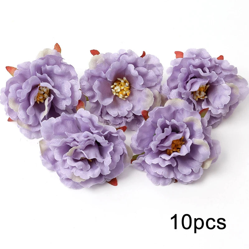 Purple Artificial Flowers Heads Silk Fake Flowers For Home Decor Party Wedding Decoration DIY Valentine's Day Gifts Accessories