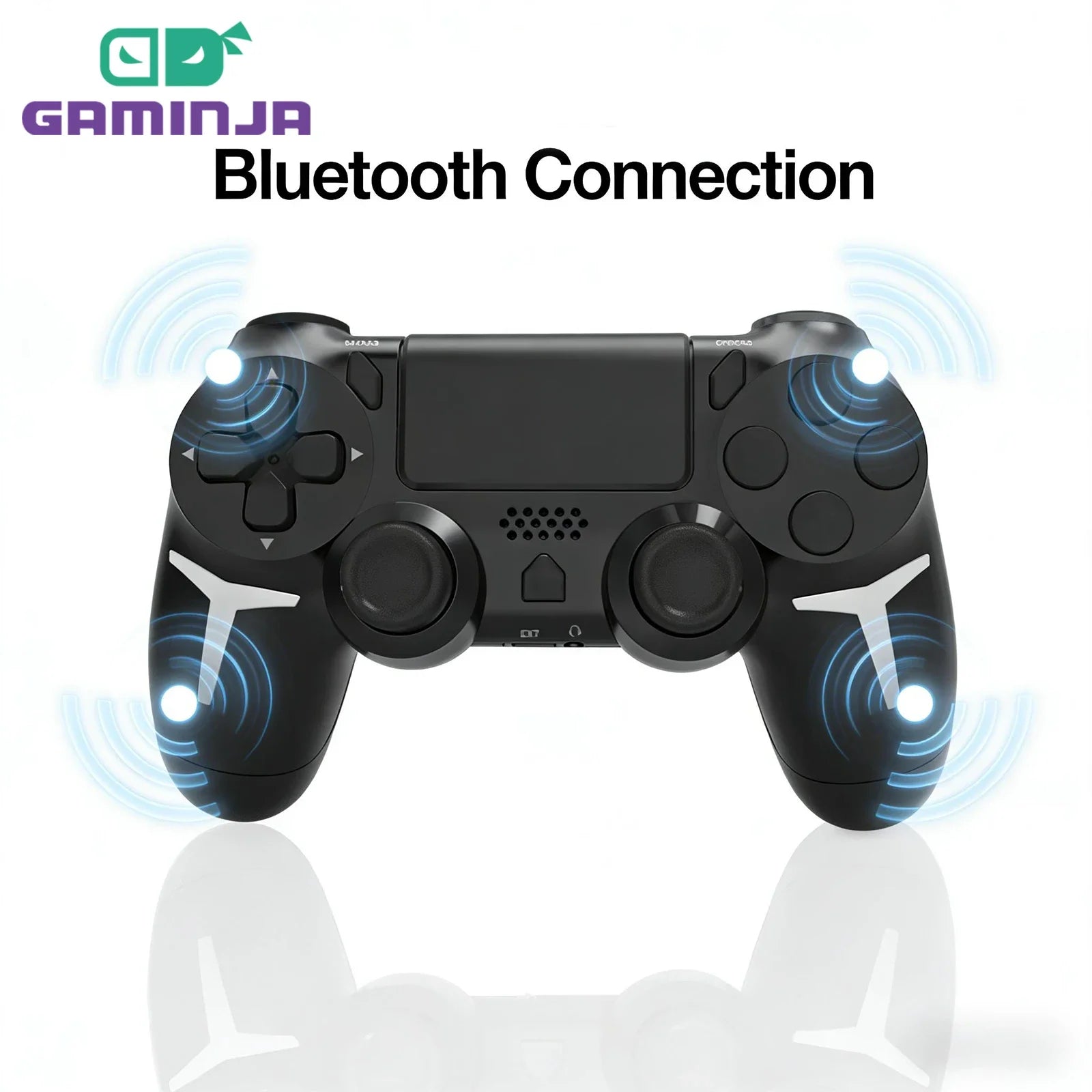 GAMINJA Wireless Gamepad with 6-Axis Gyroscope Dual Vibration Touch Pad - Bluetooth Controller for PS4 PS3 Console And PC