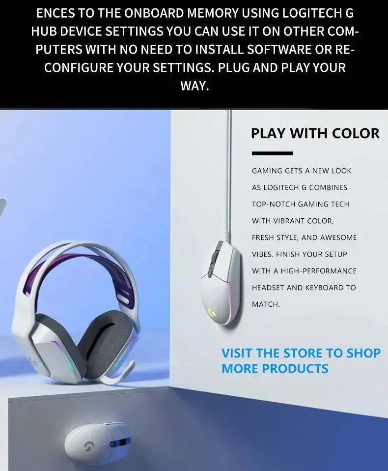 Logitech G102 Wired Mouse for Gamers, 8000 DPI Precision Sensor, 6 Macro Buttons, RGB Light, 10M Click Durability