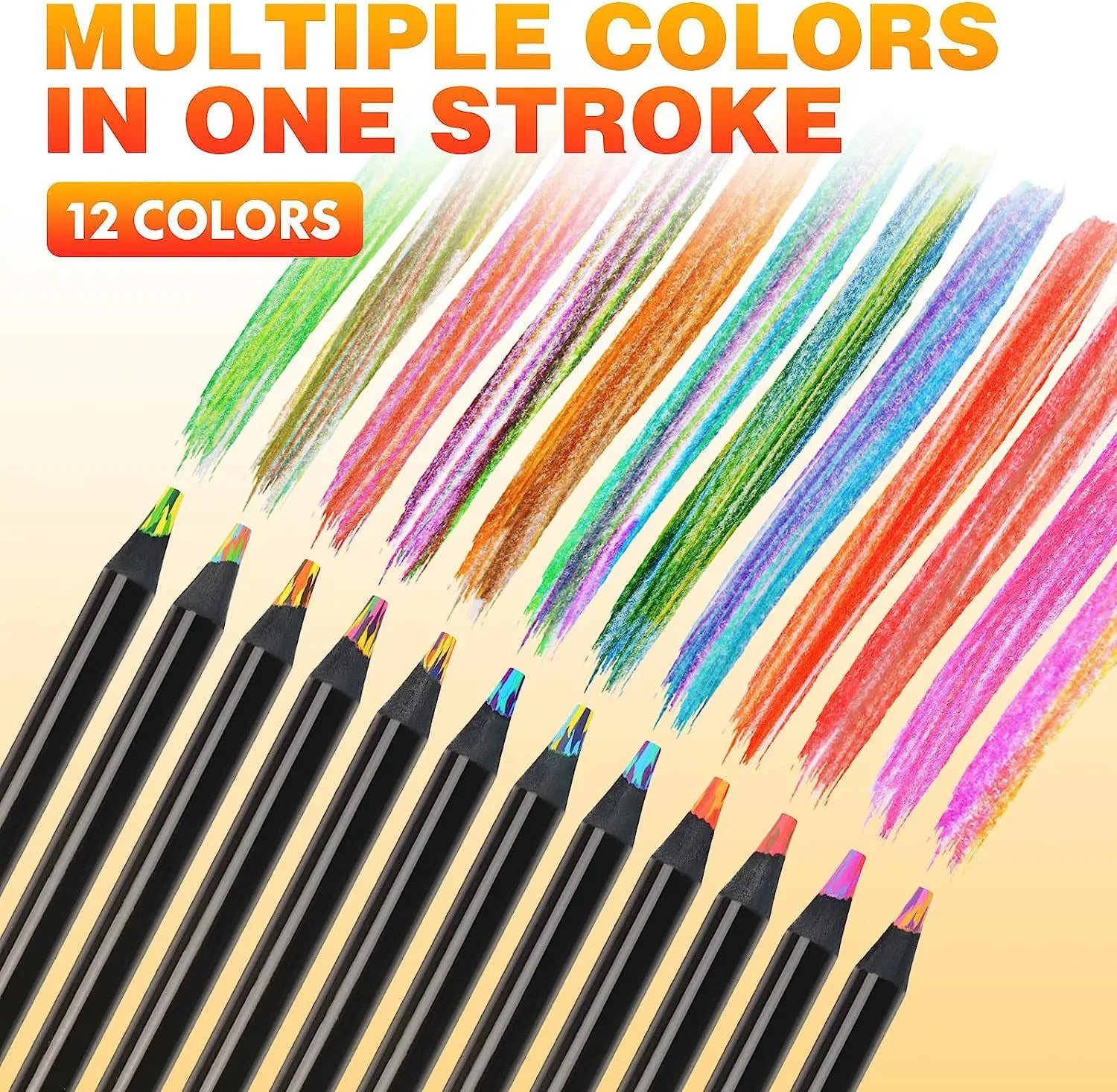 Rainbow Color Pencils for Kids, Concentric Gradient Crayons, Art Painting, Drawing Stationery, 10/12PCs/Set, 7 Colors, Kawaii