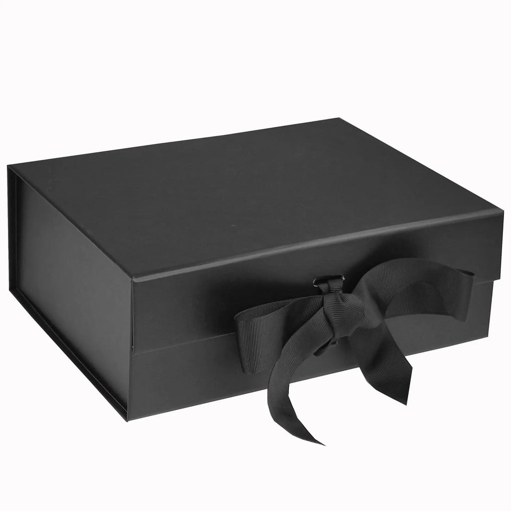 3pcs Black Magnetic Gift Box with Lid Ribbons Paper Bags Shredded Paper Filler for Valentine's Day Presents Packaging Box