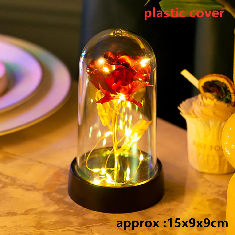 LED Galaxy Three Rose Artificial Flowers, Wedding Decoration, Creative Valentine'S Day and Mother'S Day Gift without Battery 1Pc