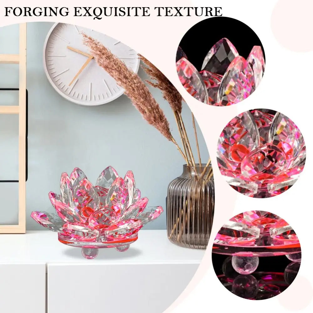 Feng shui Quartz Crystal Lotus Flower Crafts Glass Paperweight Ornaments Figurines Home Wedding Party Decor Gifts Souvenir