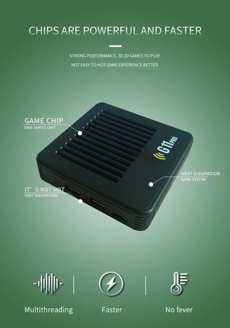 Video Game Console G11 Pro Built-in 60000 Game 4K HD 2.4G 256GB Wireless Controller Emuelec4.3 S905X2 Dual System Family Gamebox