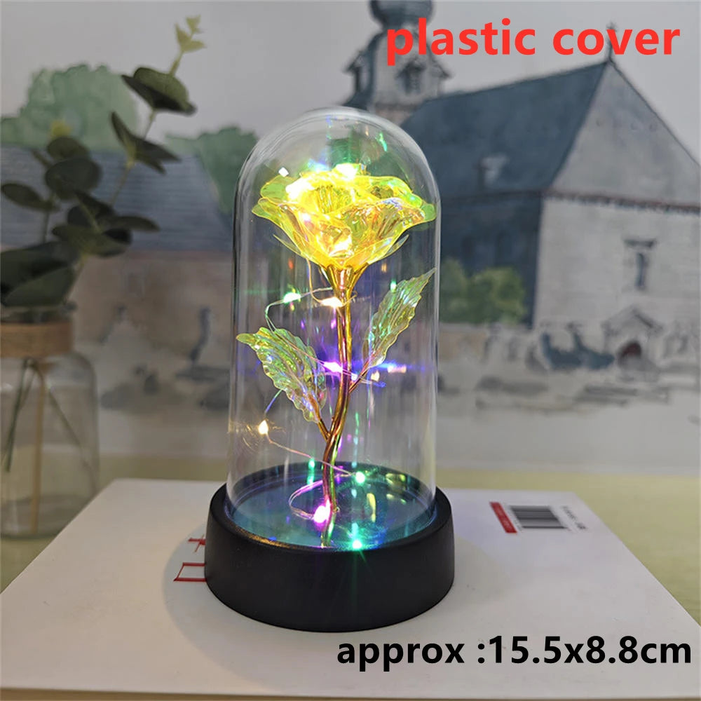 LED Galaxy Three Rose Artificial Flowers, Wedding Decoration, Creative Valentine'S Day and Mother'S Day Gift without Battery 1Pc