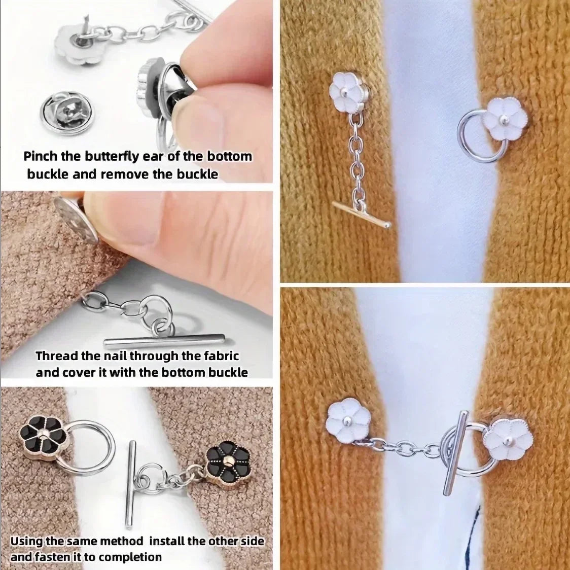 5sets Metal OT Button Up Clothes With No Sewing, Mother Button Up, Coat, Sweater, Cardigan, Women's Decorative Brooch Button