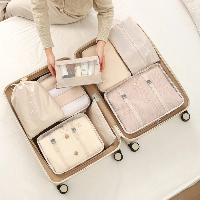 7Pcs/set Travel Storage Bag Set Travel Luggage Organizer Bags Toiletry Shoe Clothing Underwear Sorting Bag