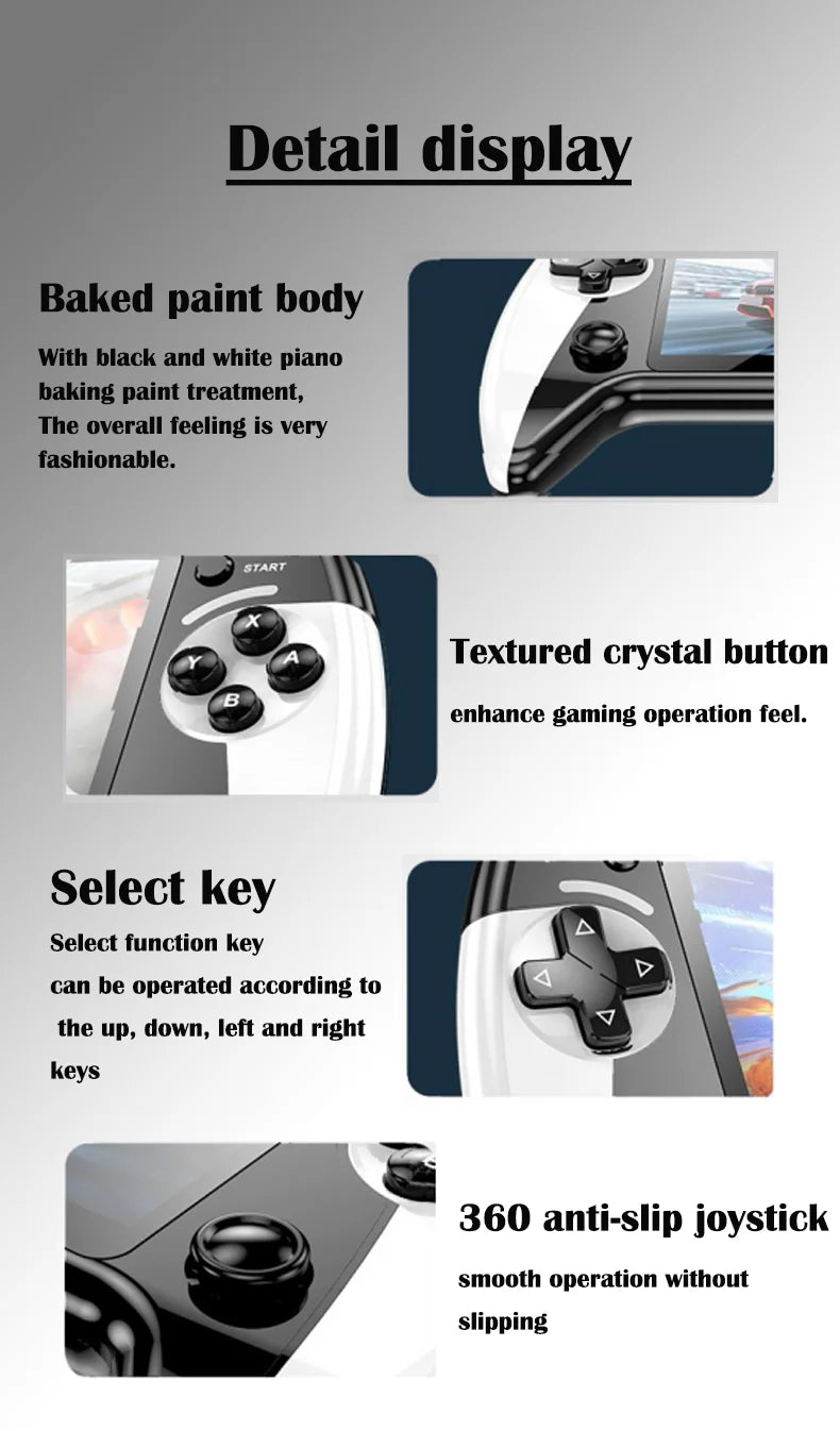 X9 portable game console, 5.5-inch HD screen, multiple languages, retro GBA Arcade video, 8 simulators with 360° non-slip joysti