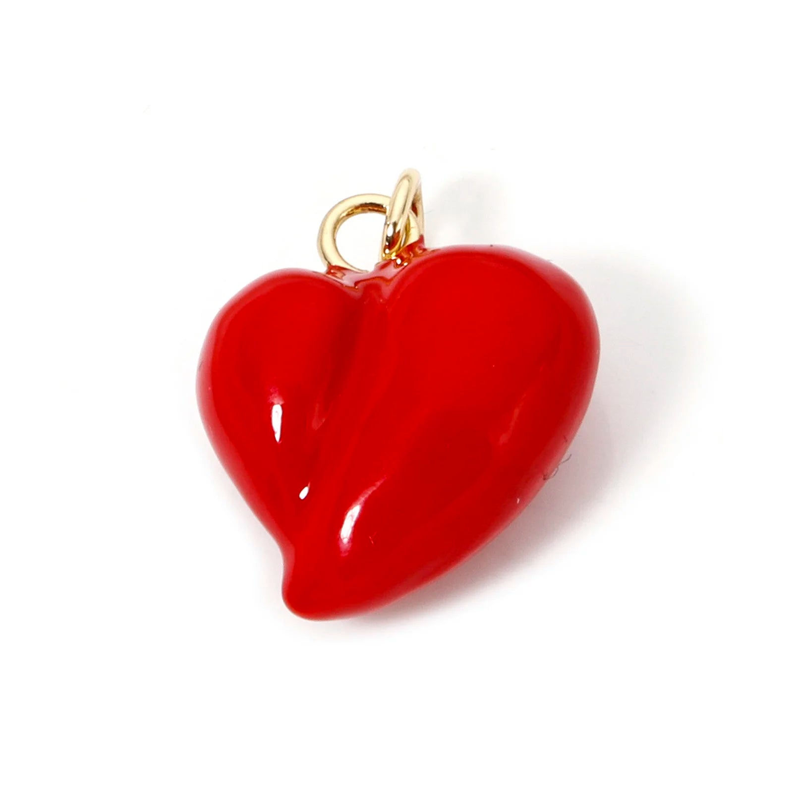 2pcs Brass Charms Valentine's Day Red Heart Enamel Pendants For Women Wedding Party DIY Necklace Earrings Jewelry Findings Gift
