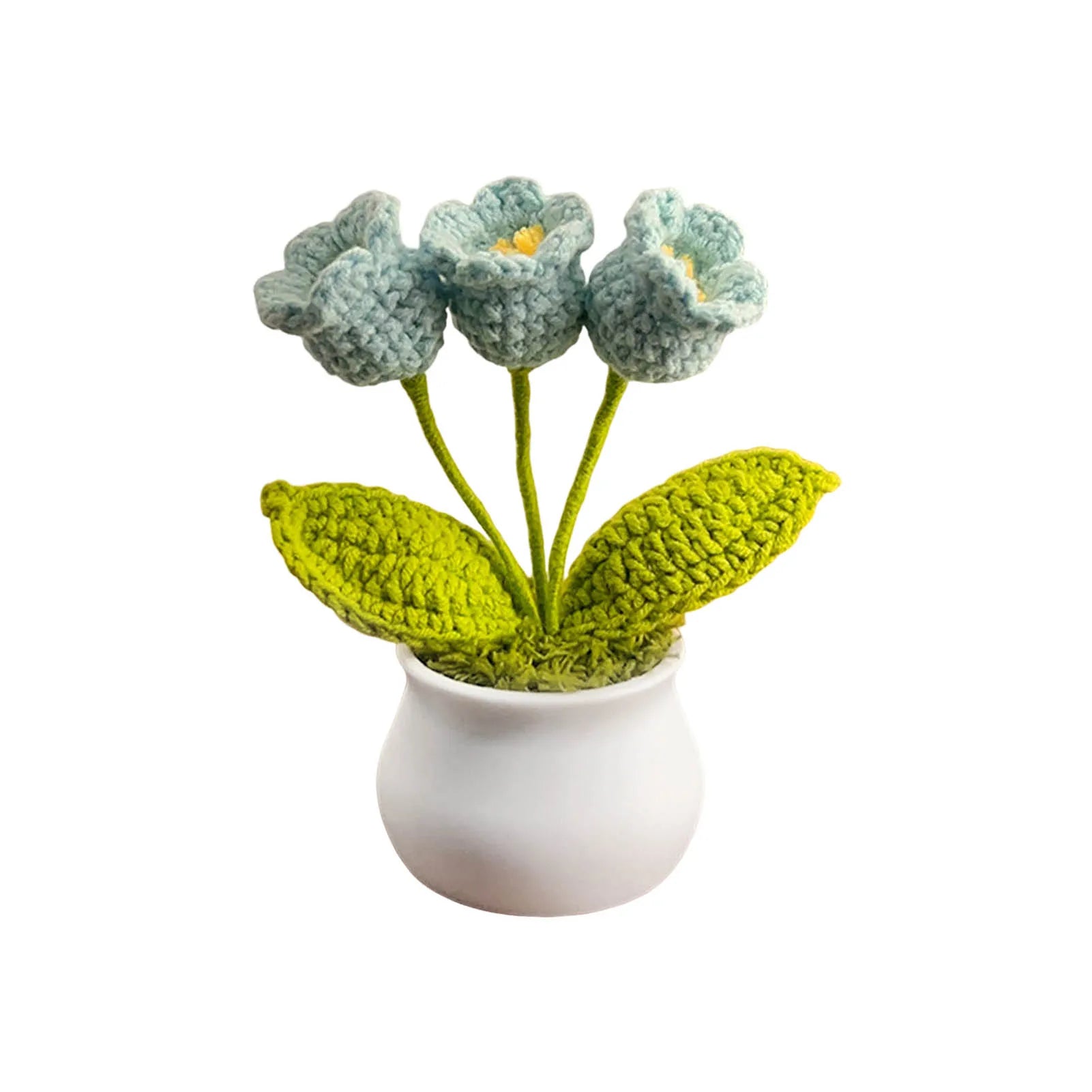 Handmade Crochet Sunflower Bouquet Car Interior Decor Knitting Potted Flower Creative Craft Birthday Gift for Women Kids