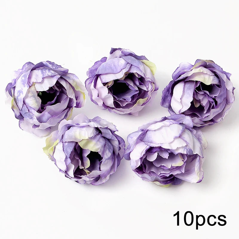 Purple Artificial Flowers Heads Silk Fake Flowers For Home Decor Party Wedding Decoration DIY Valentine's Day Gifts Accessories