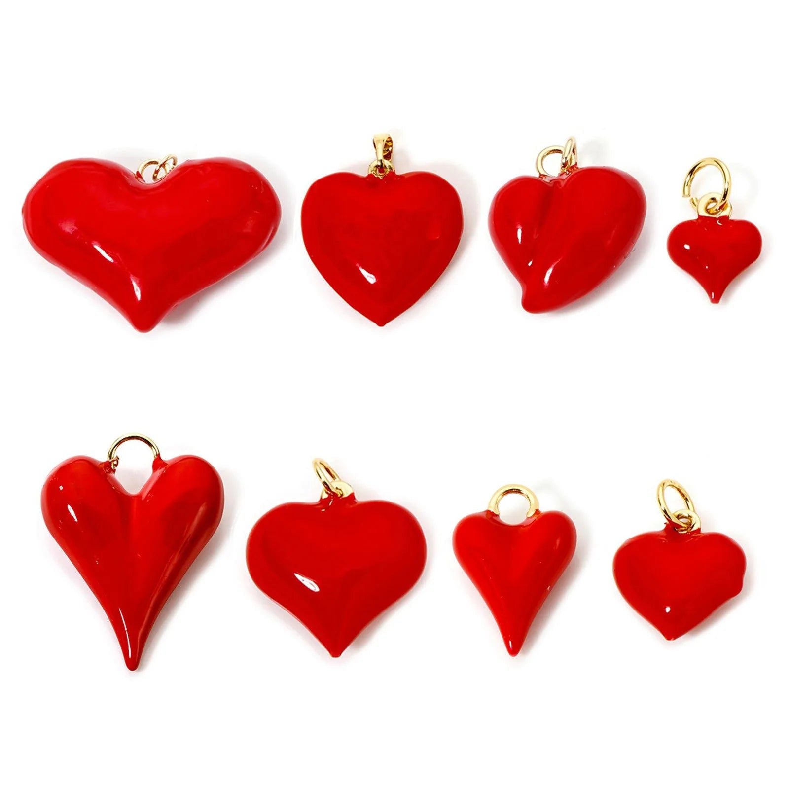 2pcs Brass Charms Valentine's Day Red Heart Enamel Pendants For Women Wedding Party DIY Necklace Earrings Jewelry Findings Gift