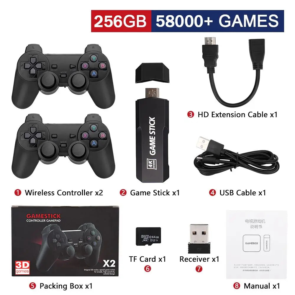 GD10 4K HD Retro Gaming Console with Dual 2.4G Controllers & Ergonomic Design, Multi-Emulator for PSP SEGA Plug & Play