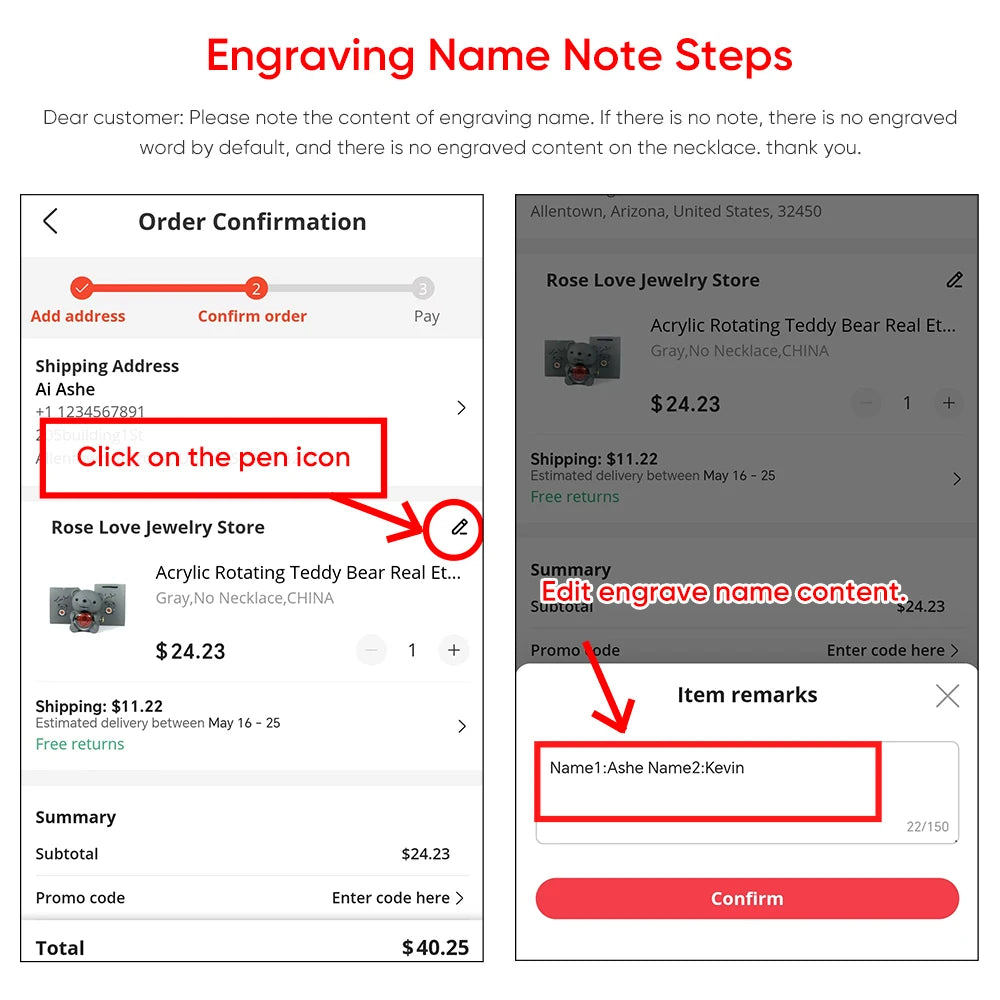 Eternal Rose Round Jewelry Box Personalized Custom Engraved Name Necklace Heart Pendant Women Valentine's Day Christmas Gift