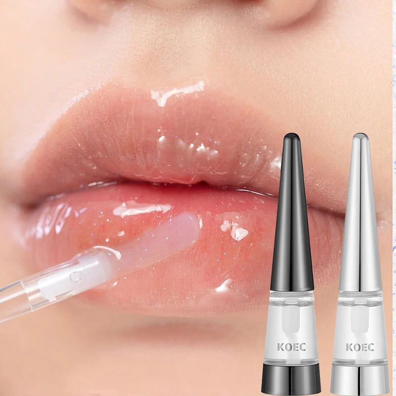 Korean Lip Plumper Oil,Hydrating Volumizing Clear High-Shine Lip Gloss,Microneedling Effect,Long-Lasting Moisture Lipgloss