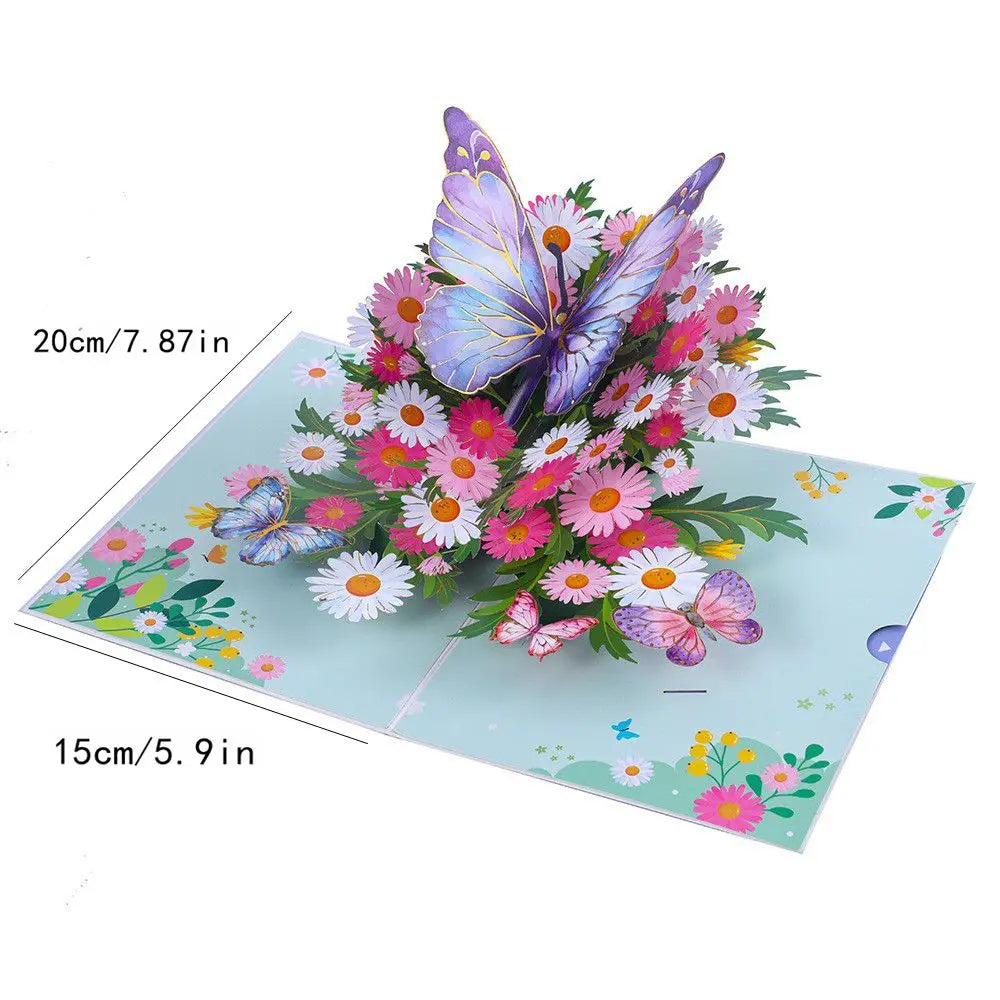 3D Butterfly Pop Up Greeting Cards Postcard For Valentine's Day, Mother, Anniversary, Wedding Invitation Greeting, Birthday Gift