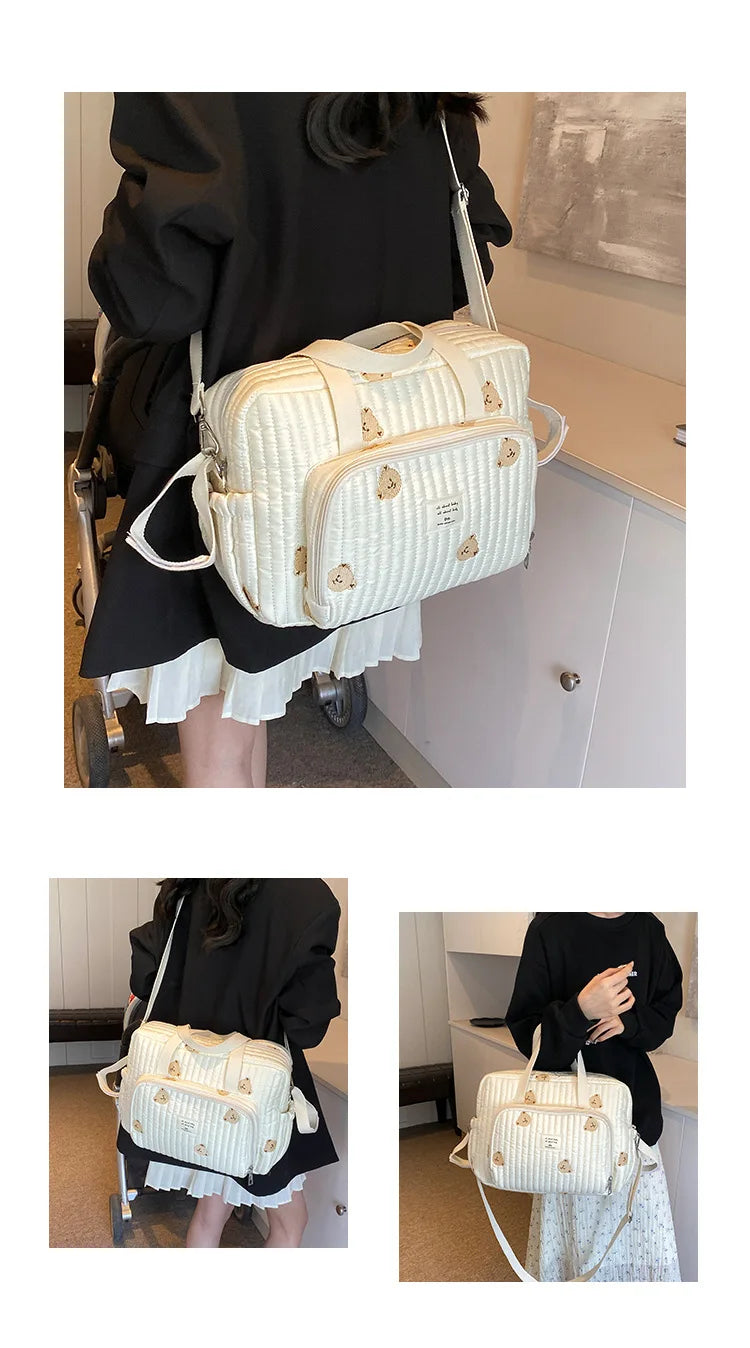 Large Mommy Bag Baby Organizer Maternity Pack Diaper Handbag Embroidered Women Shoulder Crossbody Bag Hospital Travel Mother Kid