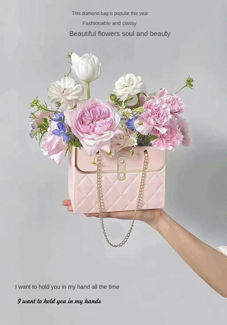 Flower Paper Gift Bags Bouquet Tote Bags Flower Packaging Box Birthday Bouquet Tote Bags Valentine's Day Gift Bags