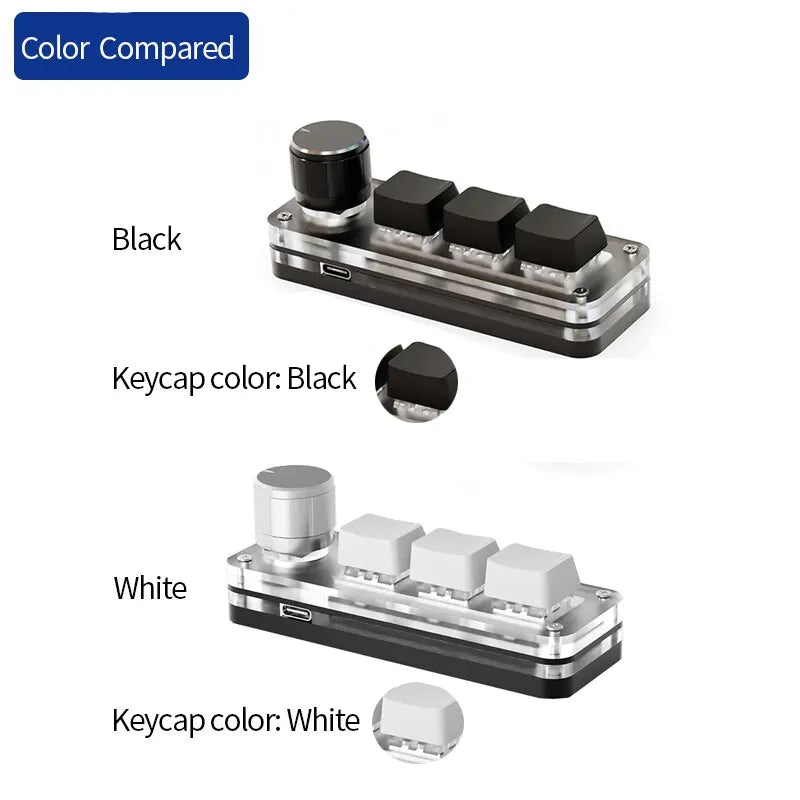 USB Mechanical Keyboard Gamer 3Keys Macro Custom Keyboard RGB Gaming Custom Programming Knob Mini Keyboard Keypads For Photoshop