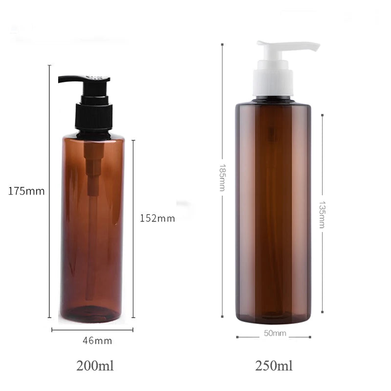 10pcs 120ML 200ML 250ML Empty Plastic Bottle With Pump Lid 500ML Cosmetic Refillable Bottle Shampoo Pump PET Bottle JX072-10
