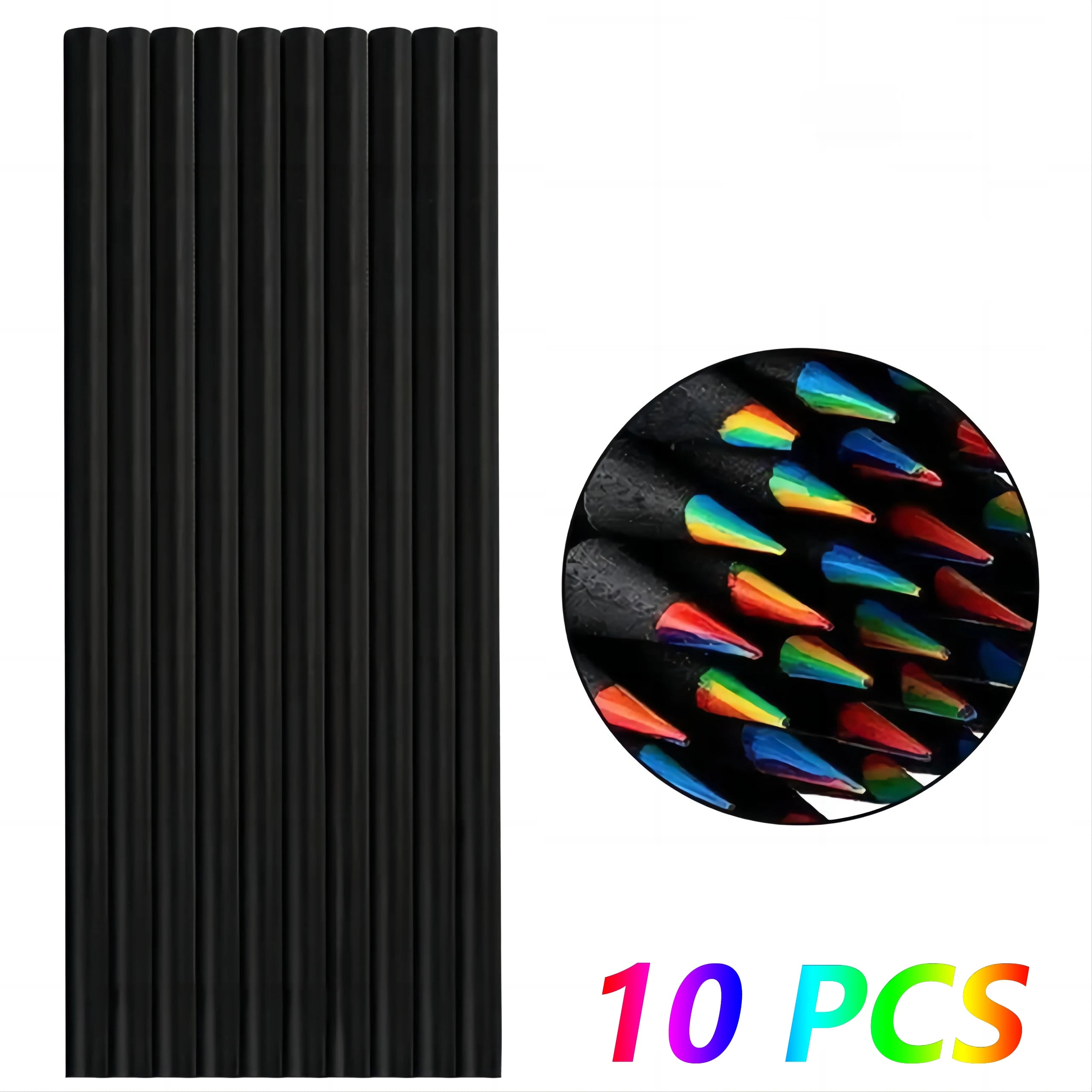 Rainbow Color Pencils for Kids, Concentric Gradient Crayons, Art Painting, Drawing Stationery, 10/12PCs/Set, 7 Colors, Kawaii