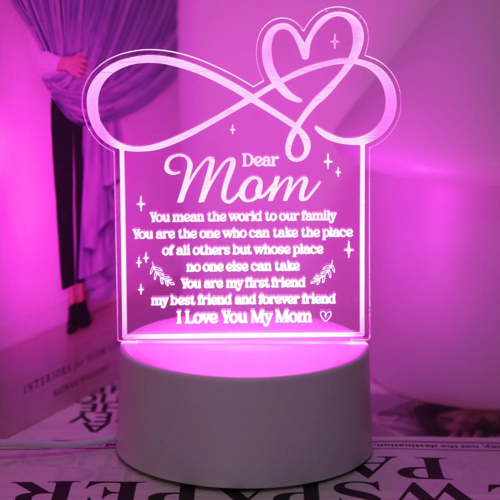 USB powered Love Mom Night Light, the ideal gift for mothers on birthdays, Christmas, Mother's Day, and Thanksgiving!