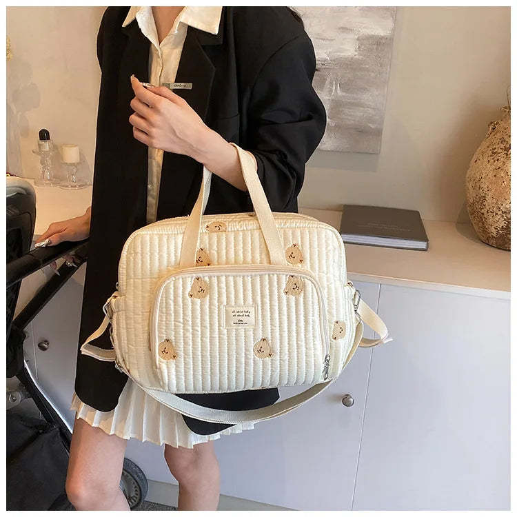 Large Mommy Bag Baby Organizer Maternity Pack Diaper Handbag Embroidered Women Shoulder Crossbody Bag Hospital Travel Mother Kid