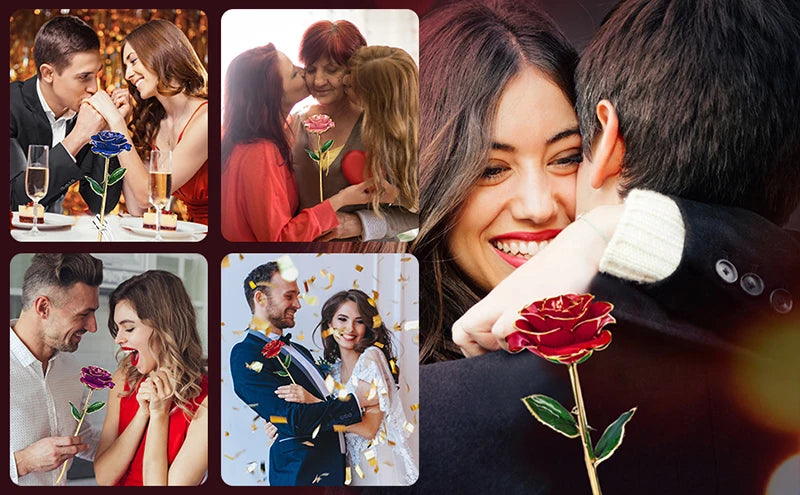 Gifts for Women 24k Gold Dipped Rose with Stand Eternal Flowers Forever Love In Box Girlfriend Wedding Valentine Gift for Her