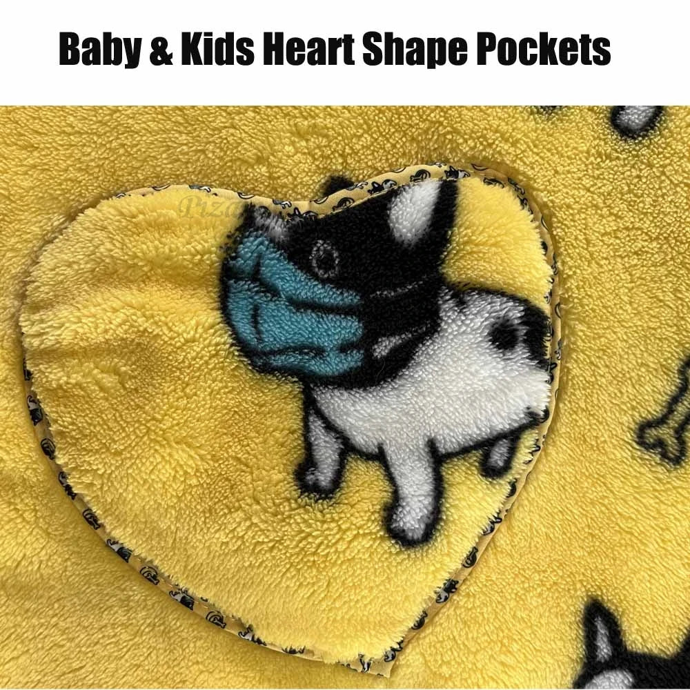 Oversize Winter Sherpa Blanket Plush Polar Fleece Family Matching Hoodie Girl Sweatshirt Homewear Avocado Animal Print Outwear