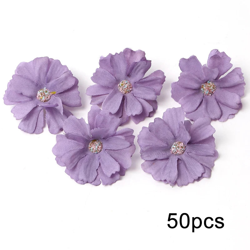 Purple Artificial Flowers Heads Silk Fake Flowers For Home Decor Party Wedding Decoration DIY Valentine's Day Gifts Accessories