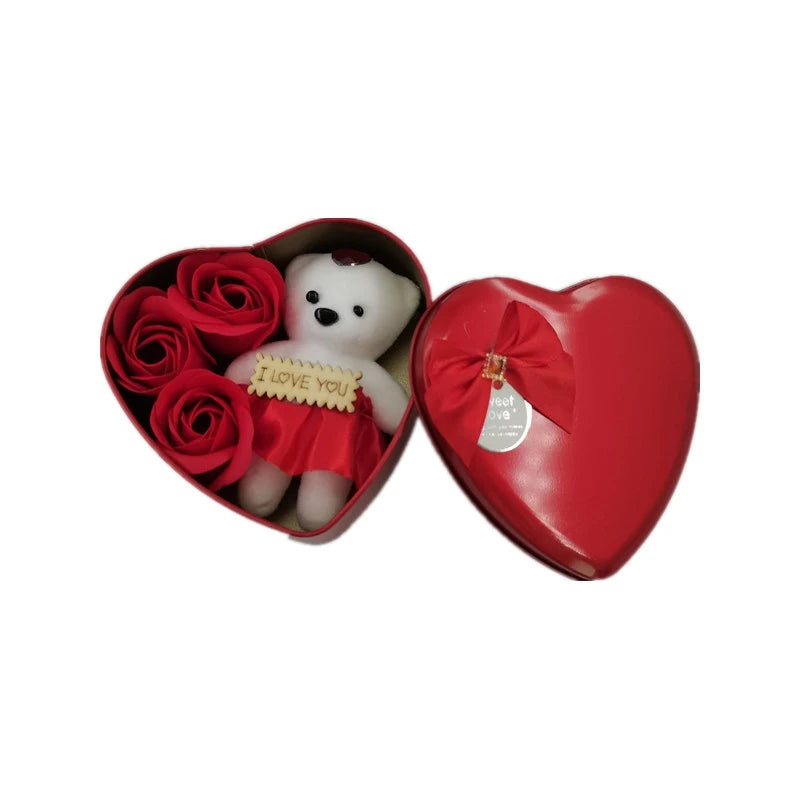 YO CHO Artificial Flower Roses Bear Soap Flower Gift Box Valentine's Day Mother's Day Wedding Newyear Gift for Wife