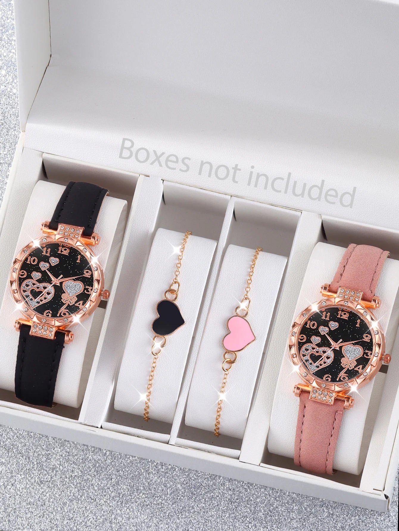 Women's quartz watch and heart-shaped bracelet set, suitable for daily wear, Valentine's Day gift, does not include the box