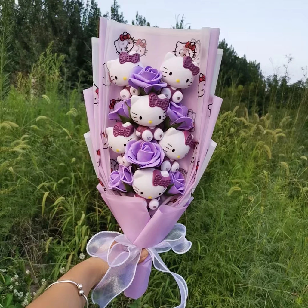 Hello Kitty Plush Doll Bouquet Sanrio Christmas Gifts Cartoon Kt Cat Stuffed Plushies Woman Valentine's Day Birthday Kids Gifts