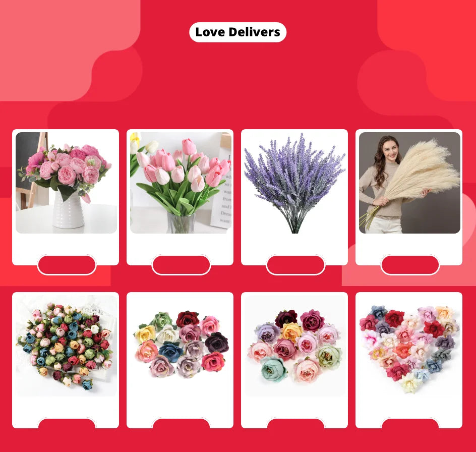 Purple Artificial Flowers Heads Silk Fake Flowers For Home Decor Party Wedding Decoration DIY Valentine's Day Gifts Accessories