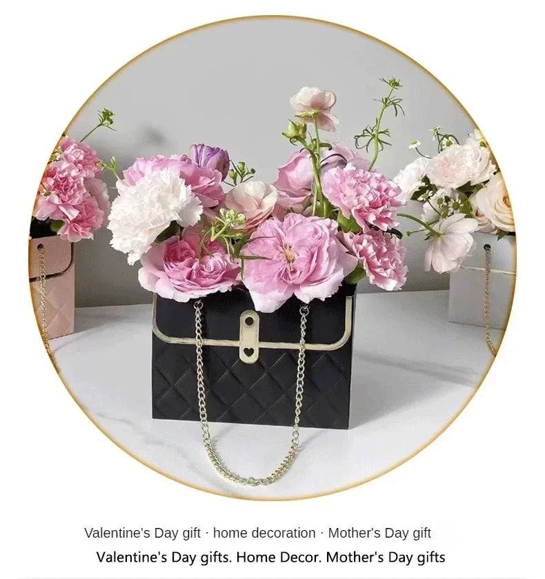 Flower Paper Gift Bags Bouquet Tote Bags Flower Packaging Box Birthday Bouquet Tote Bags Valentine's Day Gift Bags