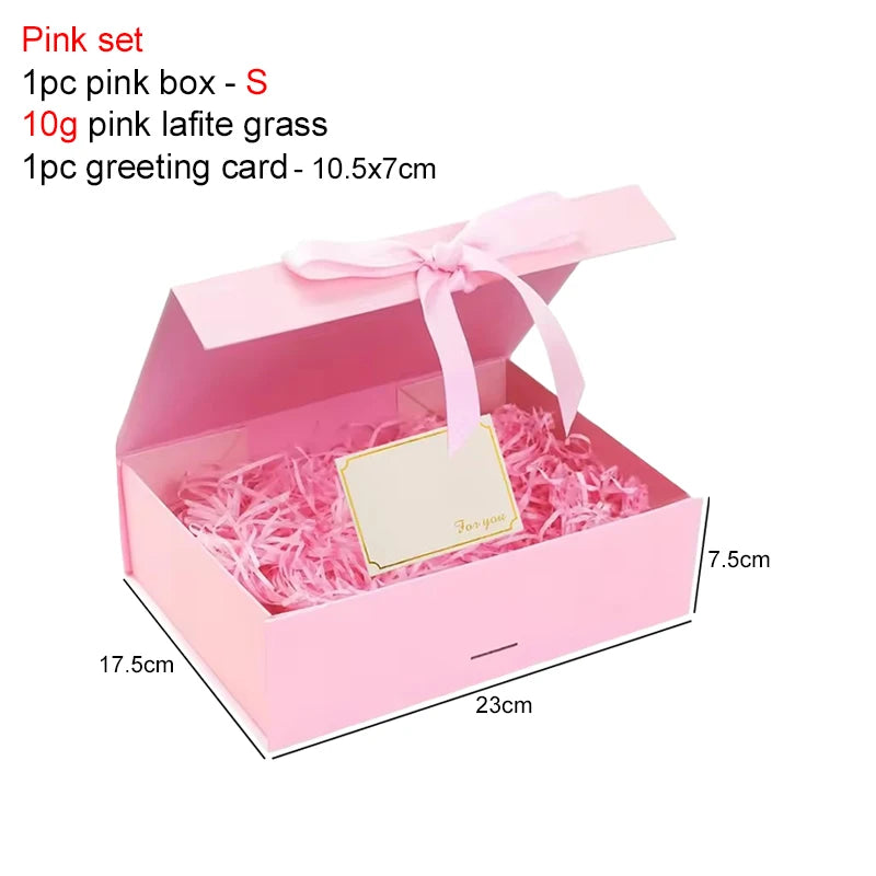 Magnetic Gift Box Kit With Lafite Grass And Greeting Cards Multiple Color Sizes Party Valentine's Day Gifts Folding Box TMZ